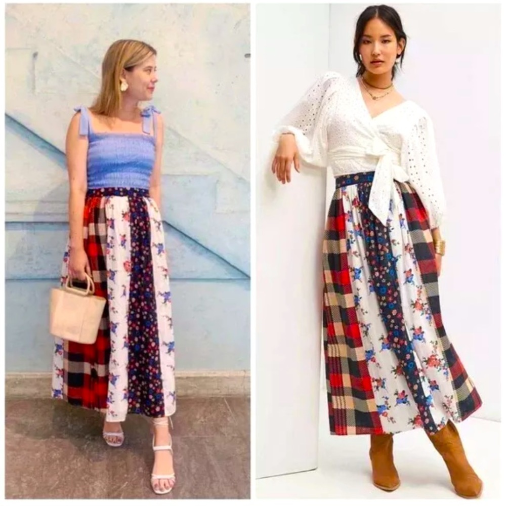 ANTHROPOLOGIE NWOT Let Me Be Contrast Maxi Skirt Size XL.